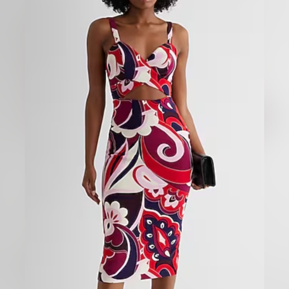BRAND NEW Express Vibrant Floral Cutout Dress Size 6